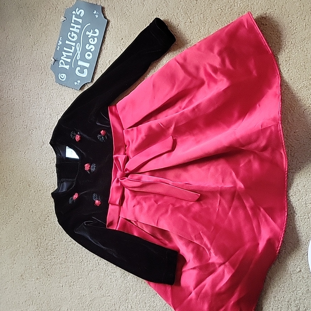 Rare Editions Dress 18 Months Red Black Long Sleeve Holiday